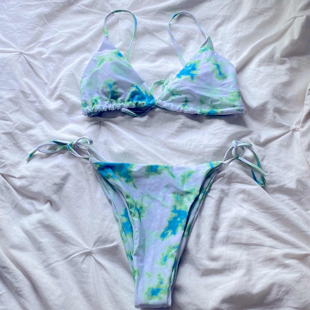New blue and green tie dye bikini
